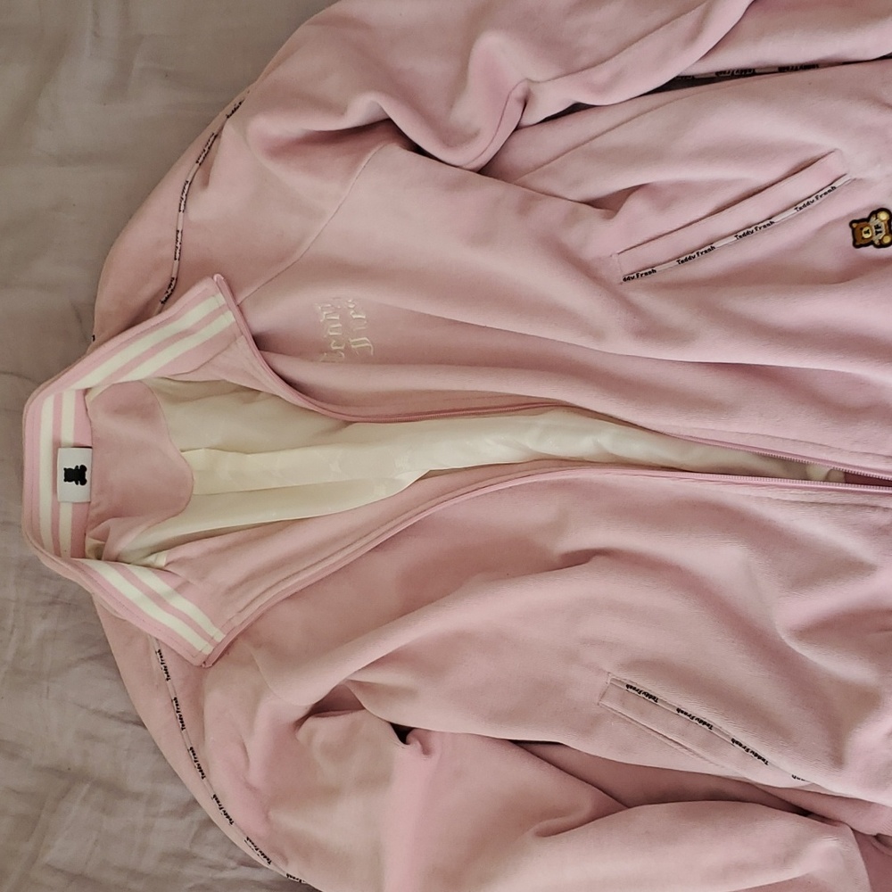Teddy fresh pink velour jacket size XL